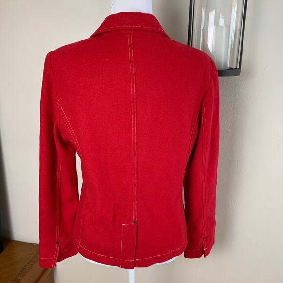 Vintage Size XL Women's Wool Blend Blazer Jacket Red Equestrian Western Quality - Picture 9 of 10